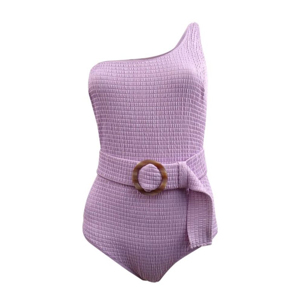 Evarae Women's Beyond Belted One Piece Swimsuit (6, Textured Lupine)
